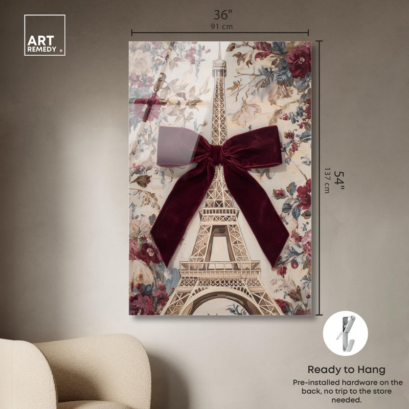 Délicate Tour Eiffel, reproduction d'art sur acrylique par Art Remedy, H 54 po x l 36 po