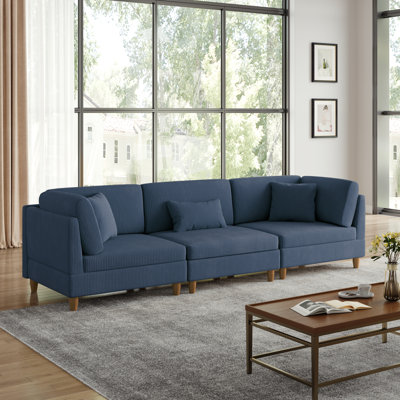 Seemab 120.6" W Corduroy 3-Piece Upholstered Standard Sectional