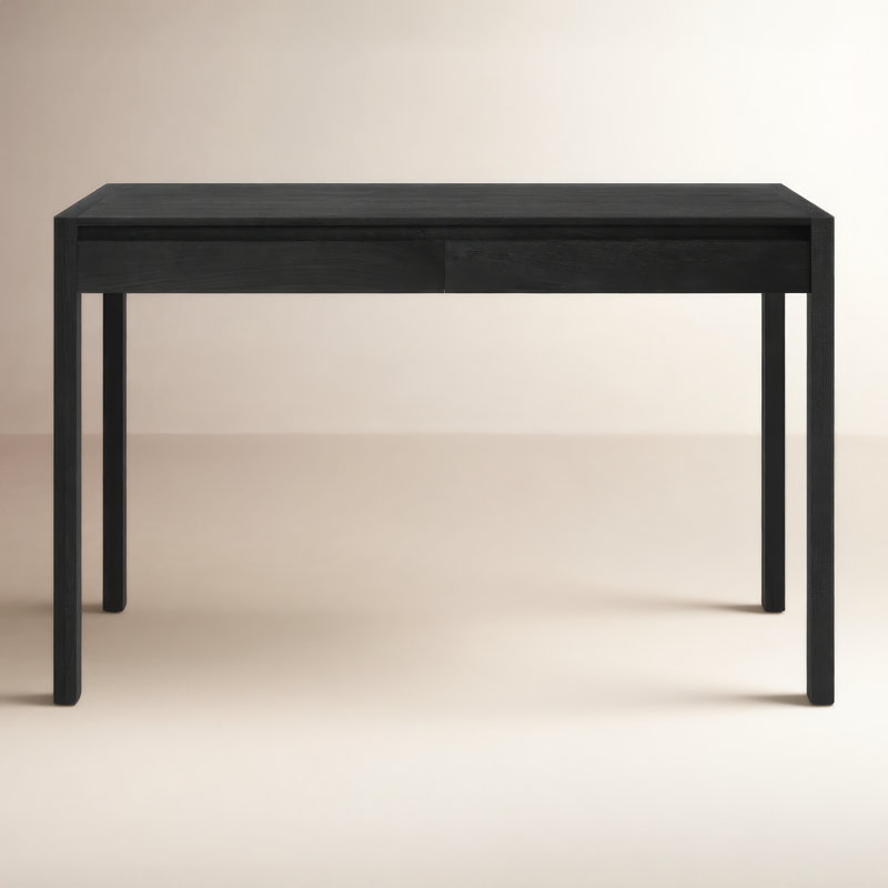 Stills 48" Solid Wood 2-Drawer Writing Desk, Black