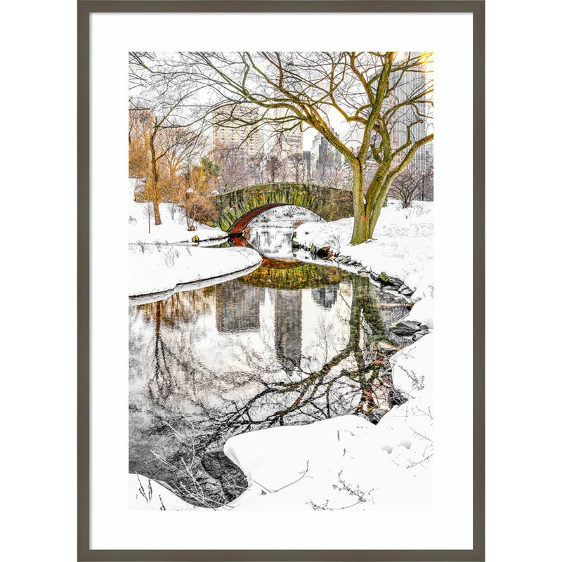 «Central Park Winter No 7» par Murray Bolesta, reproduction d'art encadrée sur bois, H 41 po x l 30 po