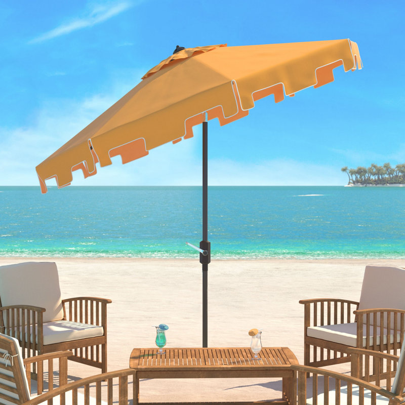 Parasol du marché Coramae, Jaune / Blanc, Brun, l 130 po x P 130 po