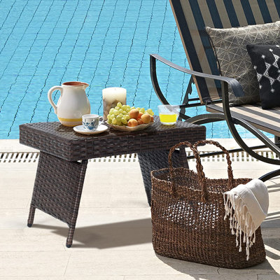Grendon Rectangular Metal Folding Outdoor Side Table , 60cm cm W 40cm cm D