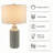 21.26" Textured Ceramic Table Lamp with Linen Drum Shade, Ivory/White with Gold Accent, 60W Max, for Bedroom & Living Room