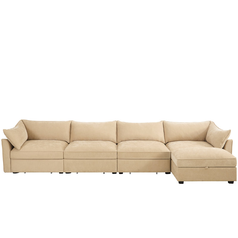 Chenille Sectional Sofa Couch, Wheat Chenille