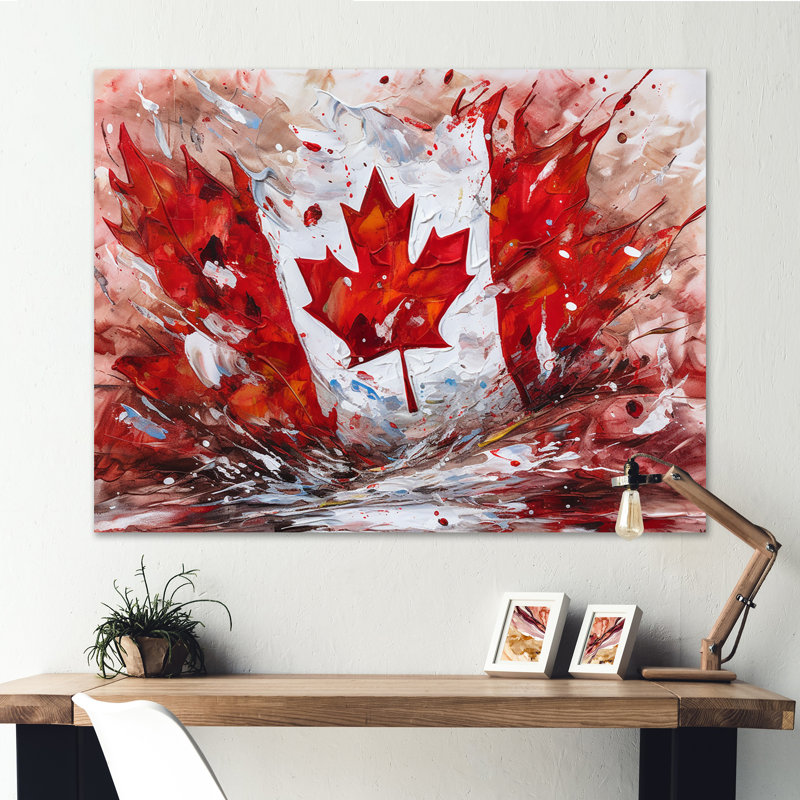 Drapeau canadien flottant - impressions sur toile, H 12 po x l 20 po, Toile tendue