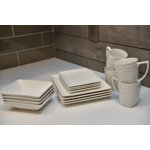Red Vanilla Vanilla Marble Rectangular 16 Piece Dinnerware Set, Service for 4