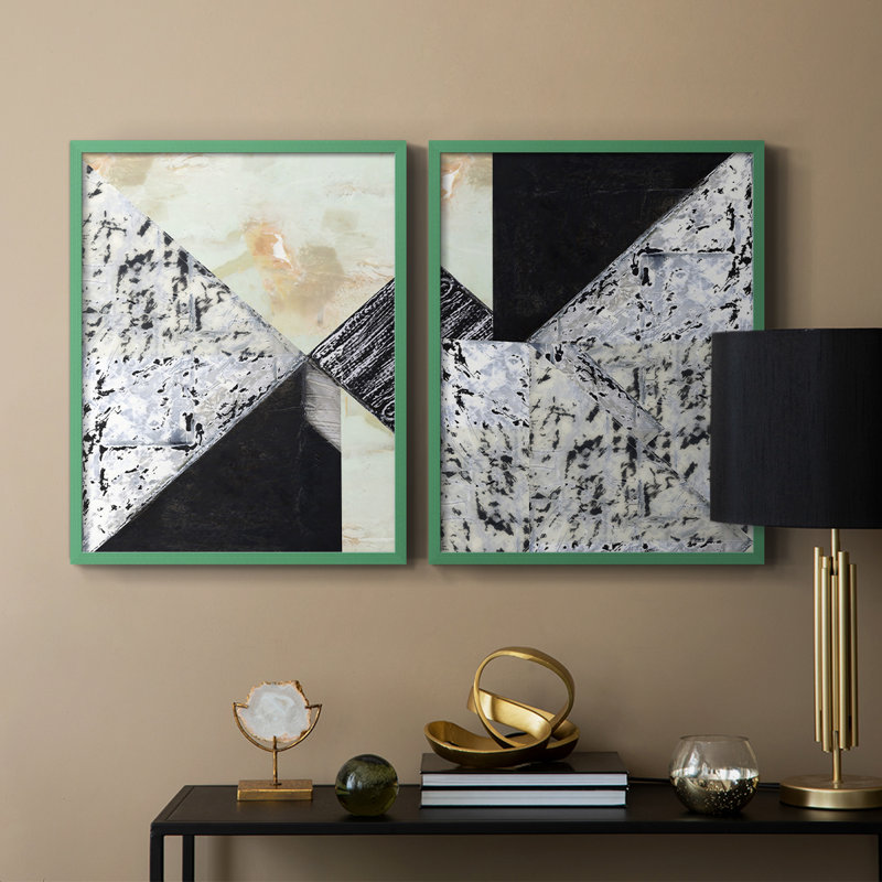 «Tiles & Texture Abstract Angles I», reproduction encadrée de qualité supérieure - prête à être accrochée - aucun clou requis - aucun clou requis