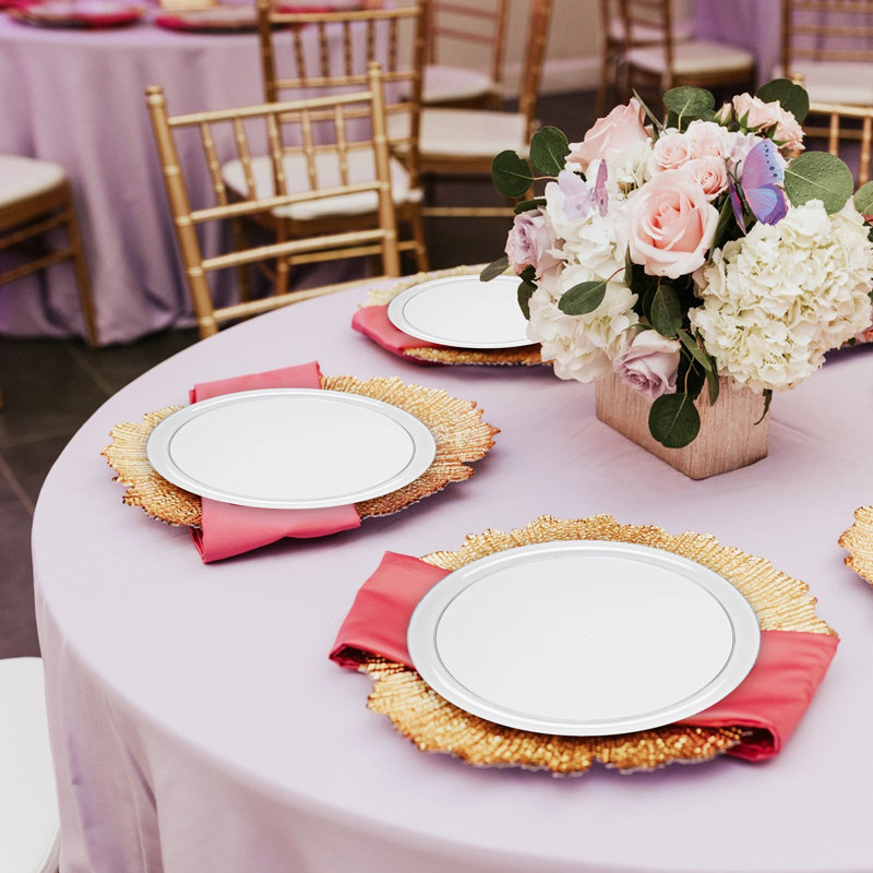Clear Flat Round Disposable Plastic Dinner Plates (10") - 120 Plates