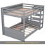 Lit superposé convertible en bois pleine grandeur avec escalier de rangement, table de chevet et 3 tiroirs, gris-556066406