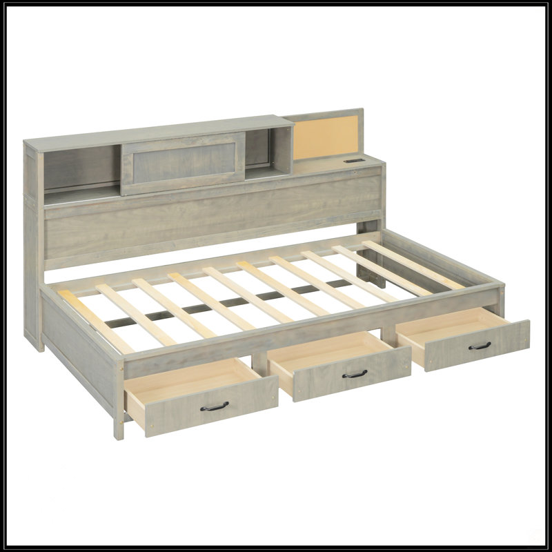 Lit de jour simple en bois avec 3 tiroirs de rangement