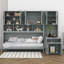 Armoire lit simple escamotable avec bureau, garde-robe, tiroirs de rangement, casiers et tablettes-268333321