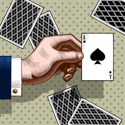 Hand With Playing Card by Maystra - Wrapped Canvas Print
