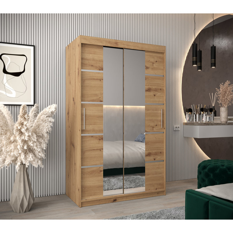2 Door Manufactured Wood Wardrobe, Oak Artisan