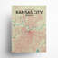 «Kansas City Map», reproduction d'impression sur affiche en beige-24705593