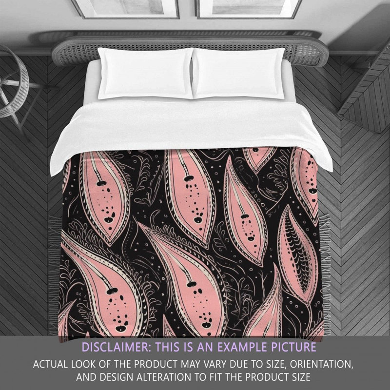 Botanical Black/Pink Microfiber Comforter, Twin Extra Long