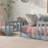 Twin Size Floor Bed With Fence And Door,Rubber Wood Floor Bed With Safety Guardrails,Grey-853463644