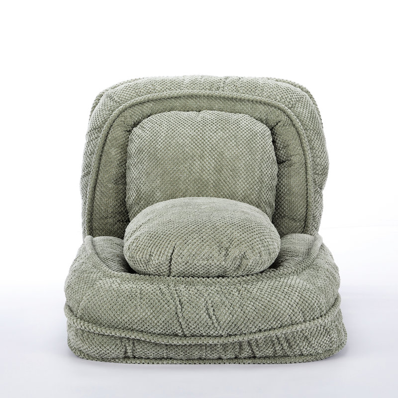 Chair With A Fluffy And Soft Texture Medium-Soft Seat Metal Frame, Green