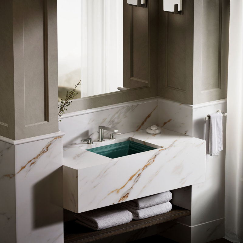 Memoirs® Vitreous China Rectangular Undermount Bathroom Sink with Overflow, Teal