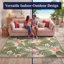 Tapis d'intérieur / extérieur ivoire / vert forêt à motif floral Mayshar-61983564