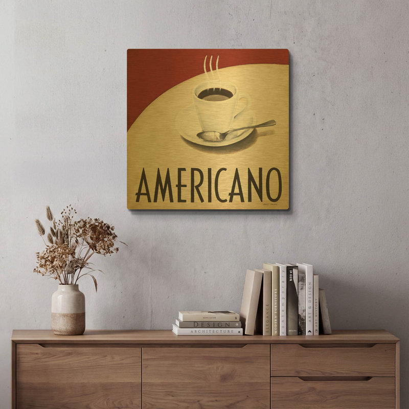  «Cafe Moderne 3» par Marco Fabiano, art mural en métal doré, 24 po x 24 po, 24"x24"
