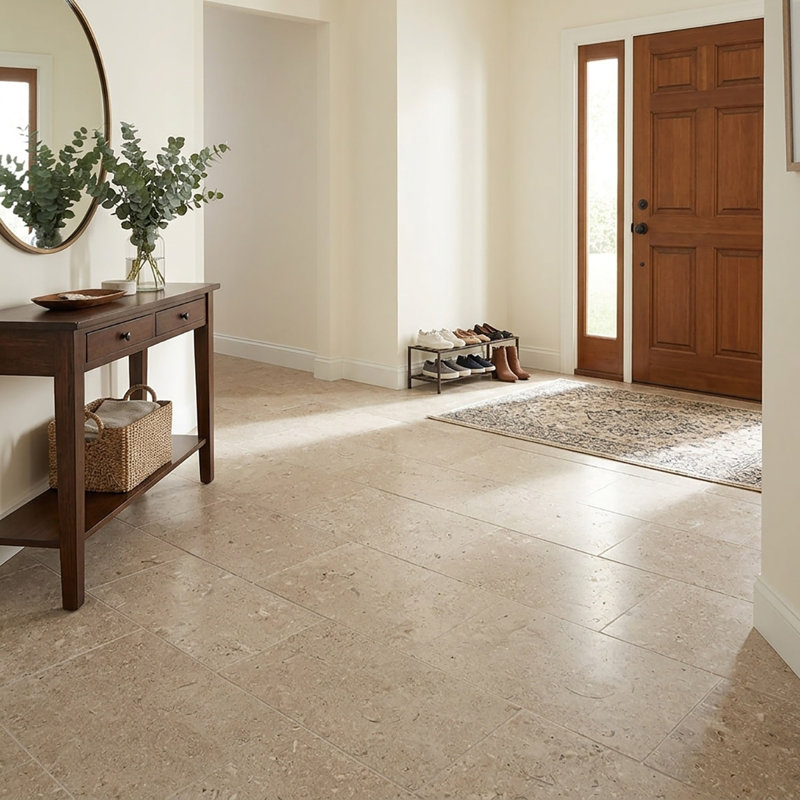 Caspian Almond Leathered 12x24 Limestone Tile