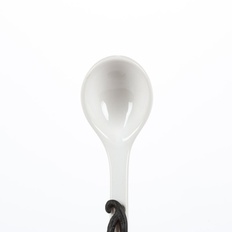 White Stoneware Spoons.