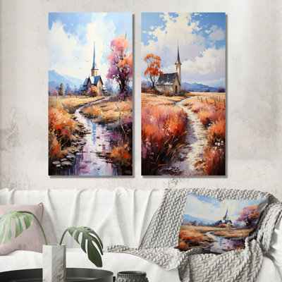 Countryside Chapel In Usa I - Church Metal Wall Decor Set Of 2
