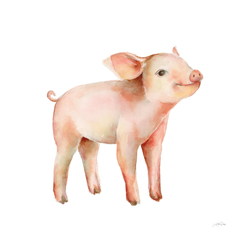 «Sweet Piggy on White» par Katrina Pete - reproduction, H 20 po x l 20 po, Papier avec cadre blanc simple photo avec passe-pa