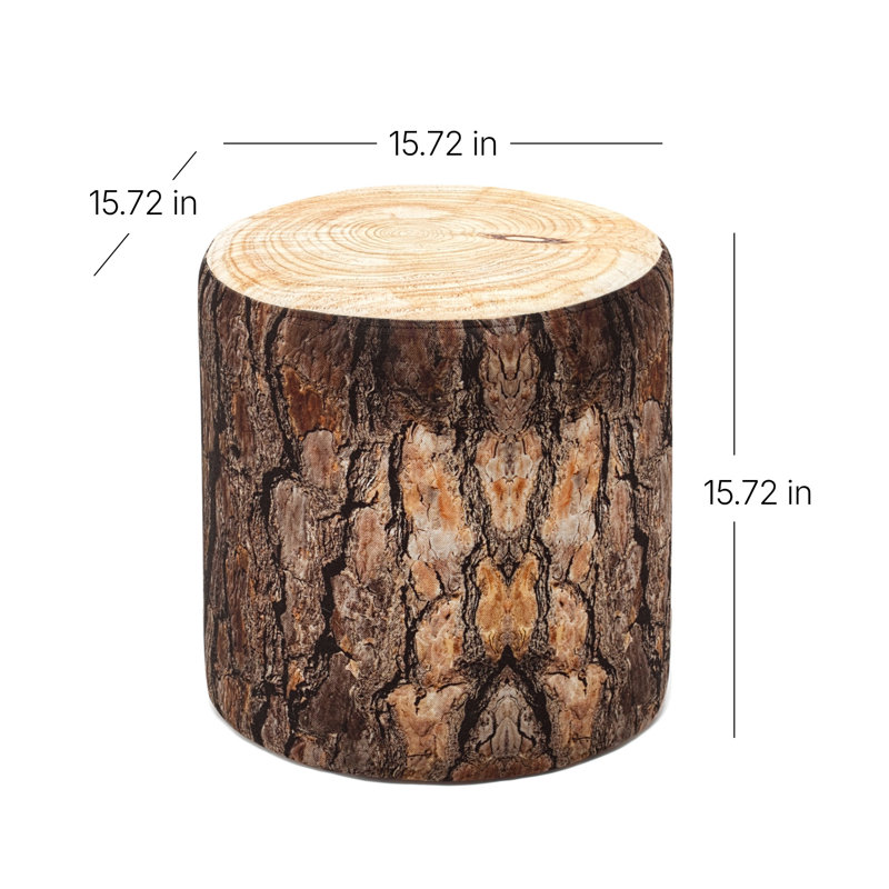 Rustic Tuffet Ottoman, Brown & Cream | 15.8 x 15.8 x 15.8 Inches | Beech Wood Frame & MDF, 100% Polyester Fabric | 150 lbs Weight Capacity, Easy Clean, Southwestern Damask Design - Perfect for Home Decor & Seating