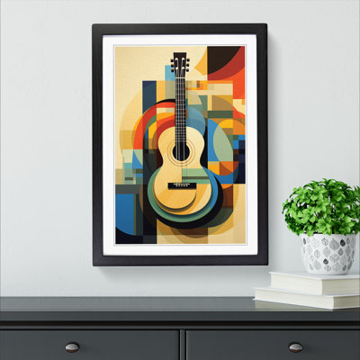 Acoustic Guitar Geometric Framed Print