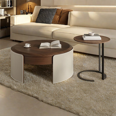 Retro style small apartment round coffee table
