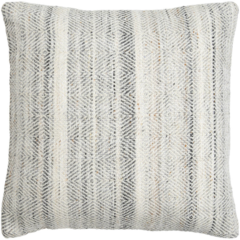 Boulder Synthetic Throw Square Indoor/Outdoor Pillow Cover & Insert, Gray/Black/Cream, 18"H x 18"W, Polyester