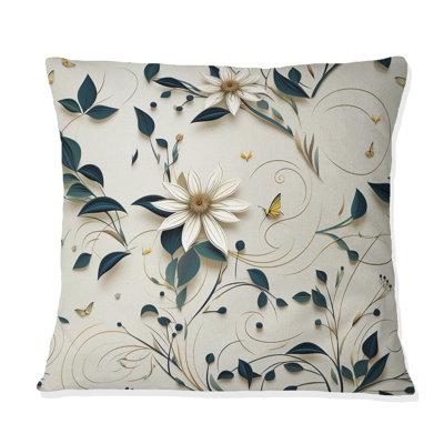 Coussin en polyester blanc et bleu sarcelle