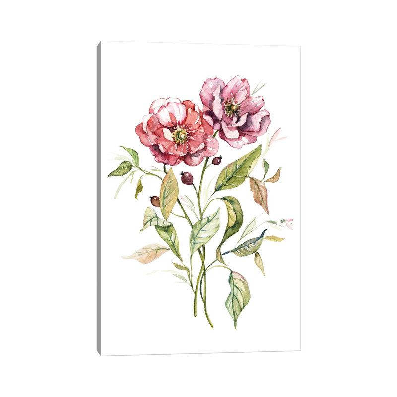 Wild Roses by Carol Robinson - Print on Canvas, Wrapped Canvas, 20.32 cm H x 30.48 cm W