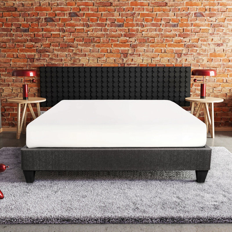Base de lit plateforme, base de lit tapissier, gris foncé, Lit simple