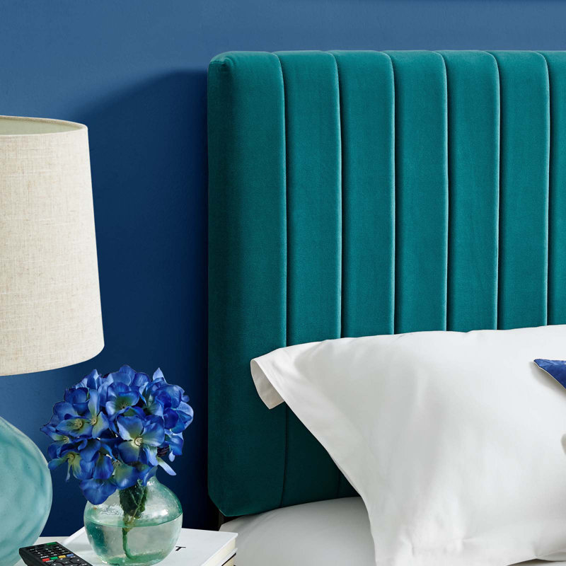 Modway Carson Carrington Stryn Velvet Headboard, Teal Plainweave, King/California King