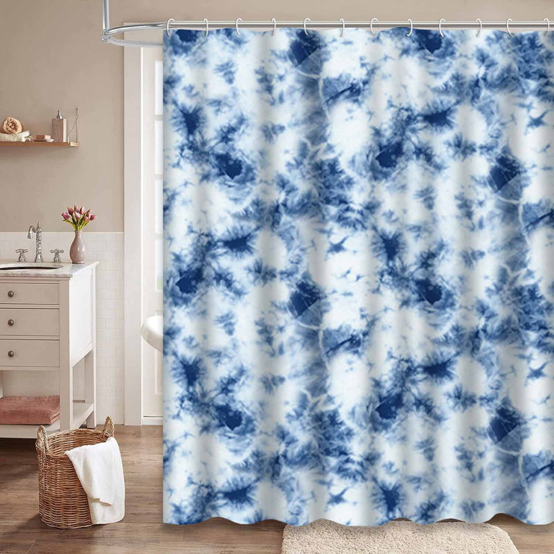 Rideau de douche à 12 crochets de couleur bleu marine, L 72 po x l 72 po