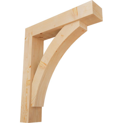 7 1/2"W x 38"D x 44"H Thorton Block Smooth Bracket w/ Offset Brace, Douglas Fir