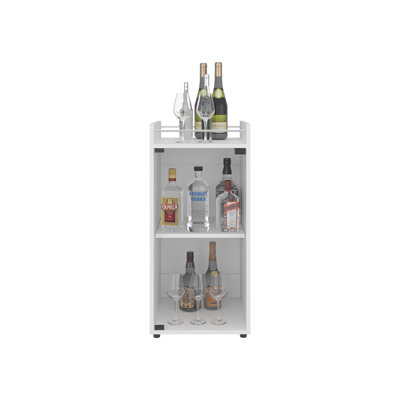 Bar, 1 porte en verre, 3 tablettes, blanc
