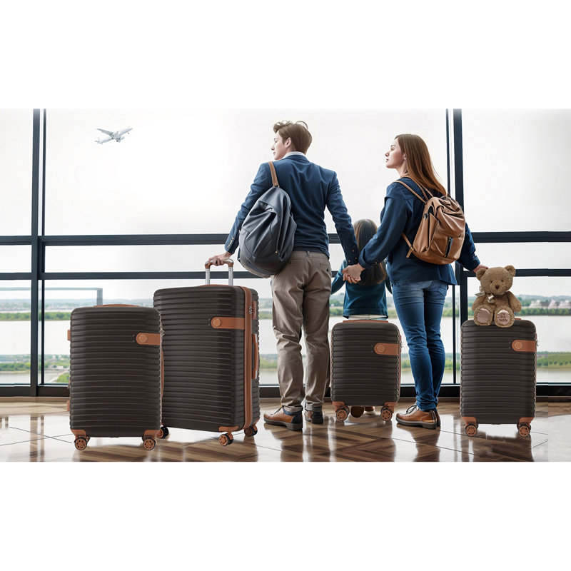 Ensemble de valises 4 pièces, valise rigide extensible en ABS avec 4 cubes de rangement, serrure TSA, roues pivotantes pour hommes femmes (16/20/24/28)
