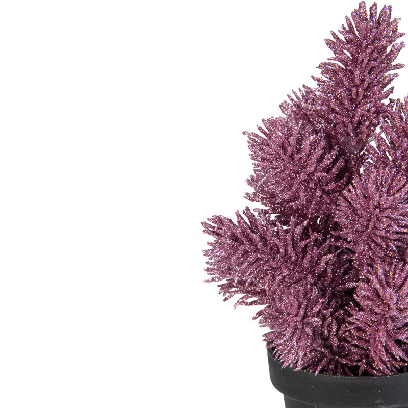 Arbre de Noël artificiel en forme de pin scintillant 8,5 po - Non éclairé, Rose