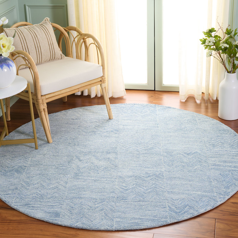 Soho 180 Hand Tufted Viscose/Wool Geometric Rug in Light Blue, Round 6'