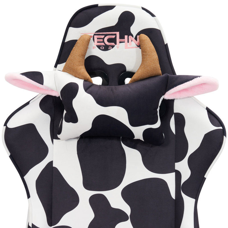 Fauteuil de jeu à imprimé vache, Black, Black