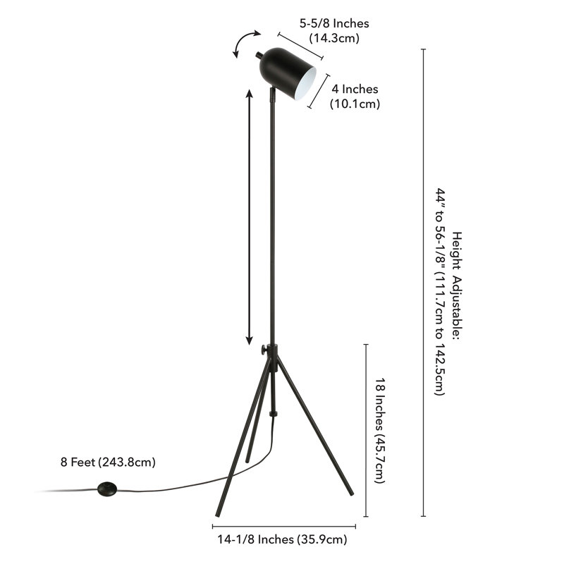 Alexa 56'' Tripod Floor Lamp, Blackened Bronze