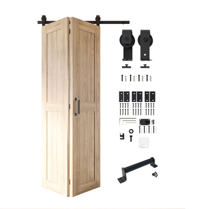 Porte de grange non assemblée et non finie de 80 po de hauteur, deux portes de 24 po x 80 po avec quincaillerie de fixation supérieure pliable Homacer