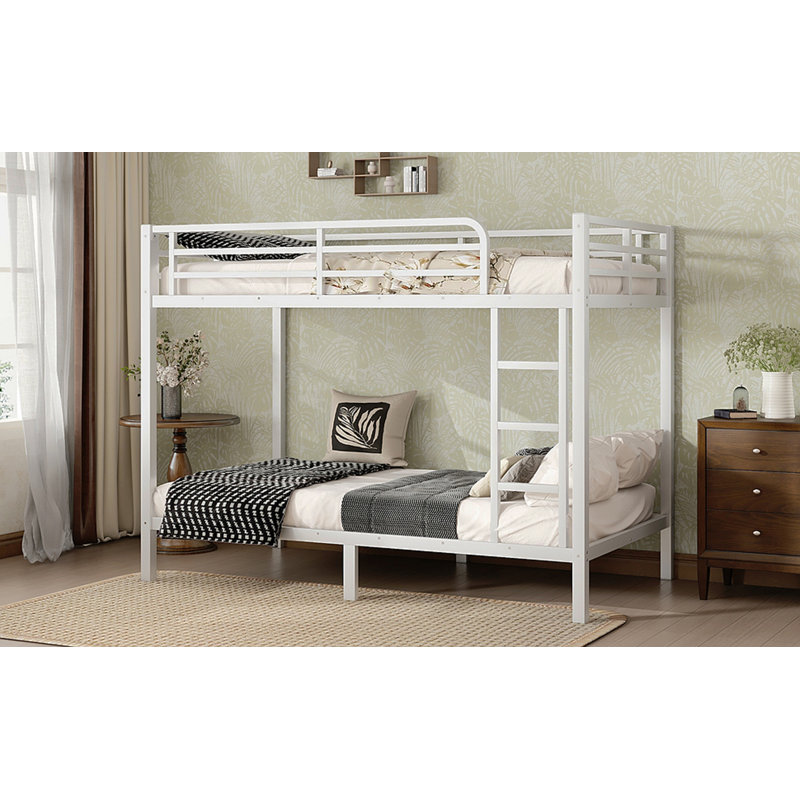 Lit superposé simple au-dessus de simple TG en métal pour adolescents et adultes, peu encombrant / sans sommier, blanc
