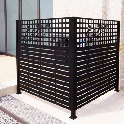 W48 "x H 47,3" x 2 panneaux d'intimité en métal, panneaux d'intimité extérieurs, clôture de poubelle, clôture de climatiseur, clôture pour équipement de piscine, clôture pour cour arrière, rose noir