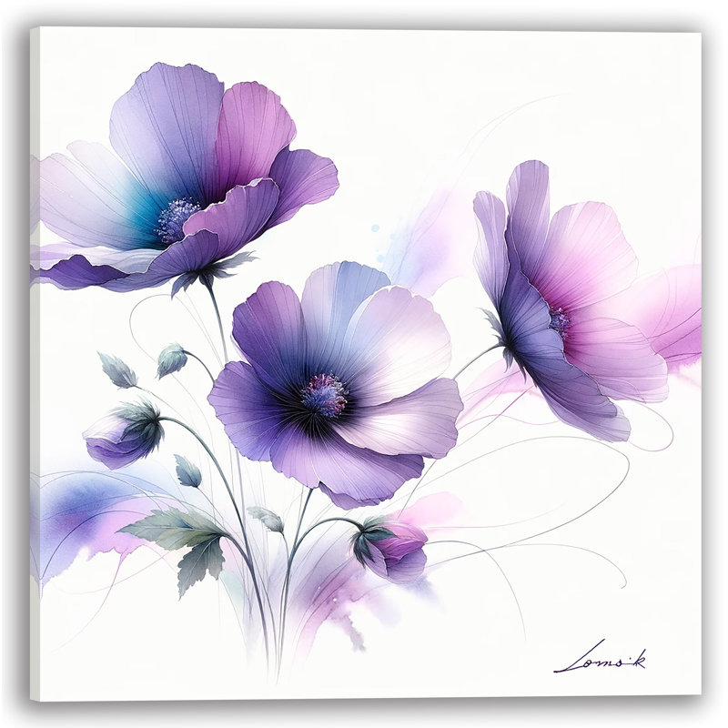 Art sur toile «Enchanting Mauve Anemones», H 20 po x l 20 po x P 1,5 po