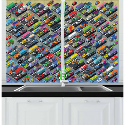 Cars 2 Piece Kitchen Curtain