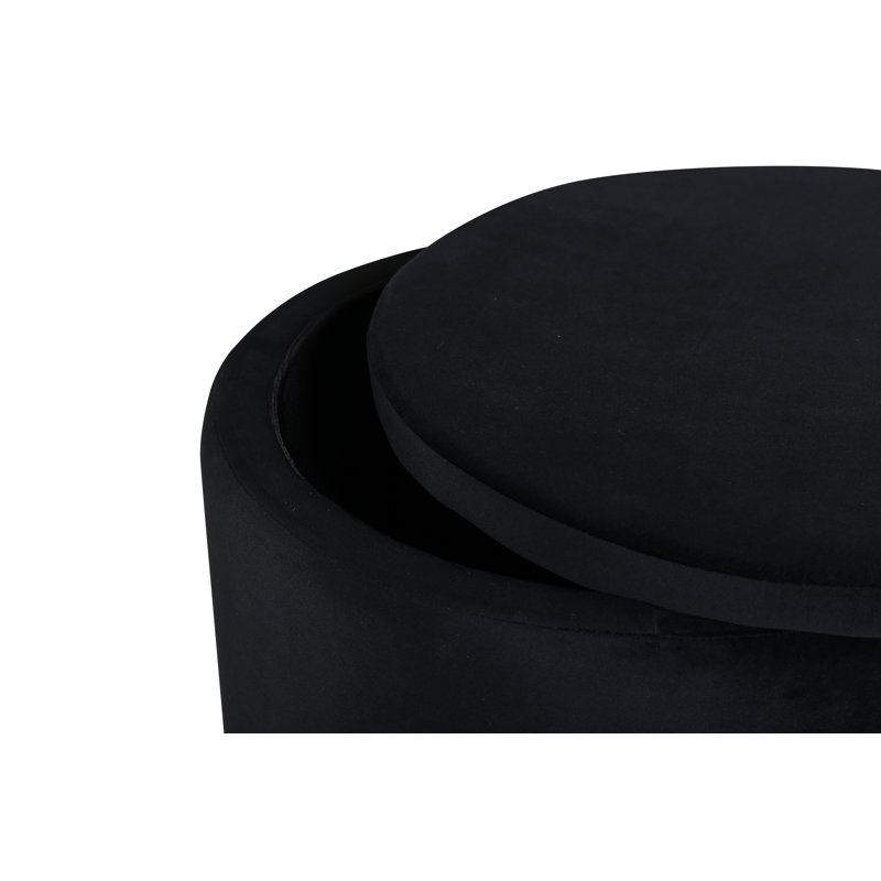 Dareona 51cm Wide Round Pouf Ottoman, Black